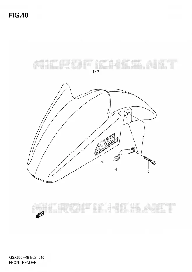 FRONT FENDER Suzuki MOTO 650 GSX-F 2010  GSX650FUAL0(E2)