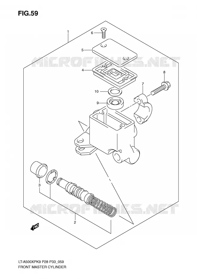 FRONT HOOFDREMCILINDER Suzuki QUAD 500 KINGQUAD 2009  LT-A500XPZK9(P28/P33)