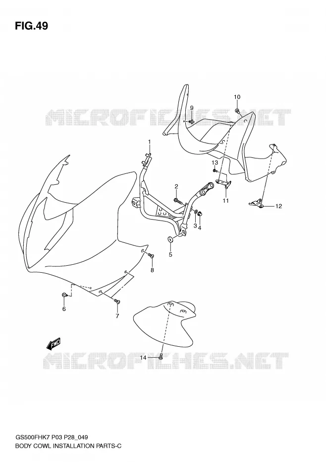 FRONT KUIP VERBLIJF  (WITH COWLING) Suzuki MOTO 500 GS-F 2007  GS500FHK7(P3)