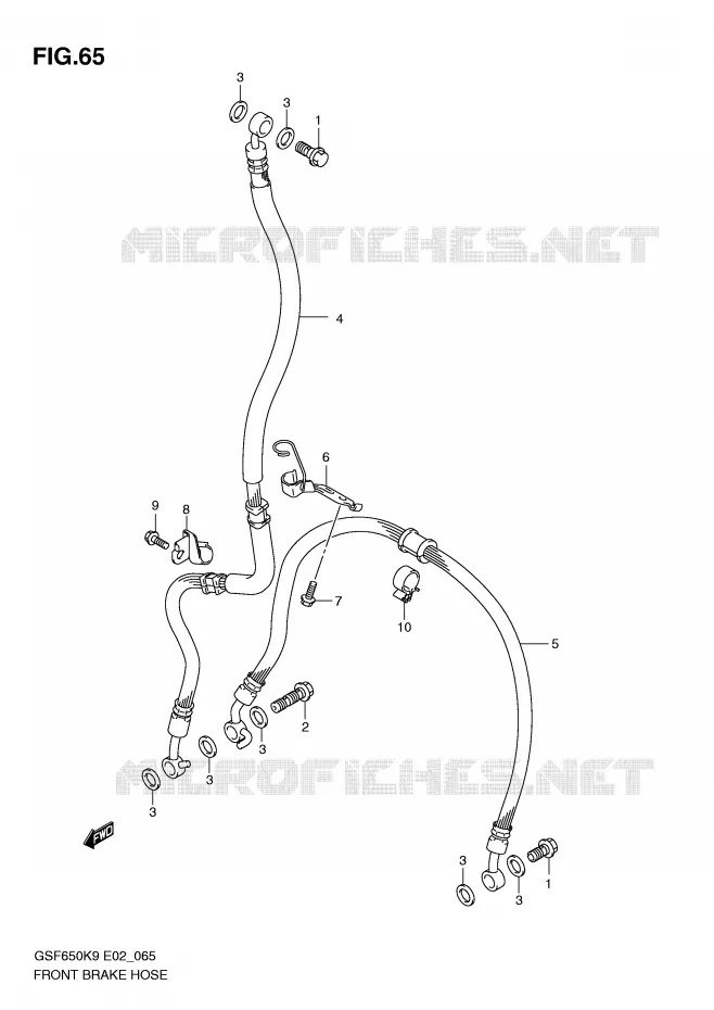 FRONT REMSLANG (GSF650K9/SK9/SUK9/UK9/L0/SL0/SUL0/UL0) Suzuki MOTO 650 BANDIT 2009  GSF650AK9(E2)