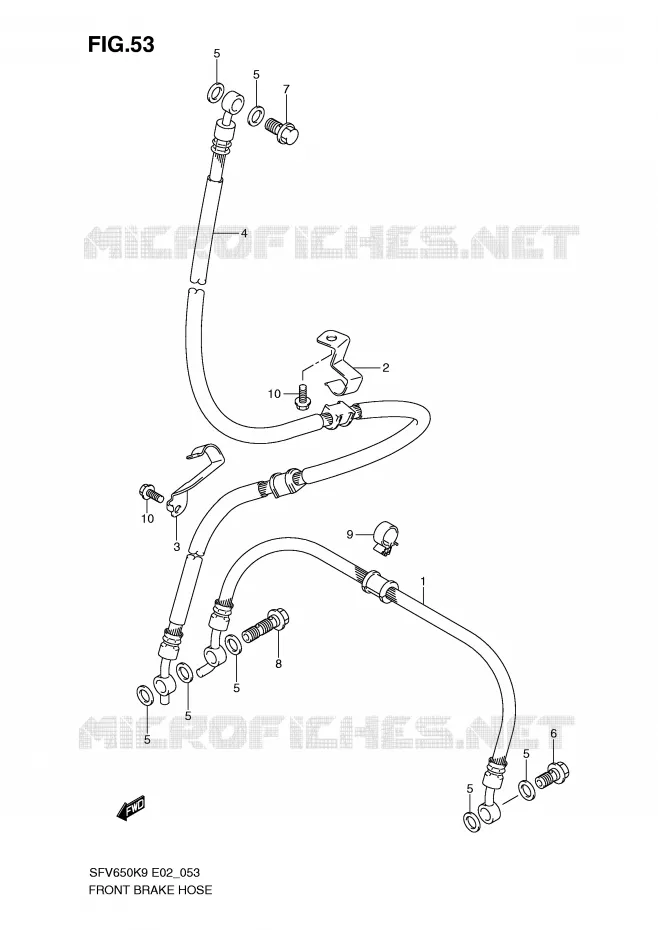 FRONT REMSLANG (SFV650K9/UK9/L0/UL0) Suzuki MOTO 650 GLADIUS 2010  SFV650L0(E2)