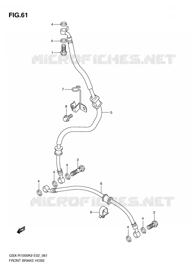 FRONT REMSLANG Suzuki MOTO 1000 GSX-R 2009  GSX-R1000UFK9(E2)