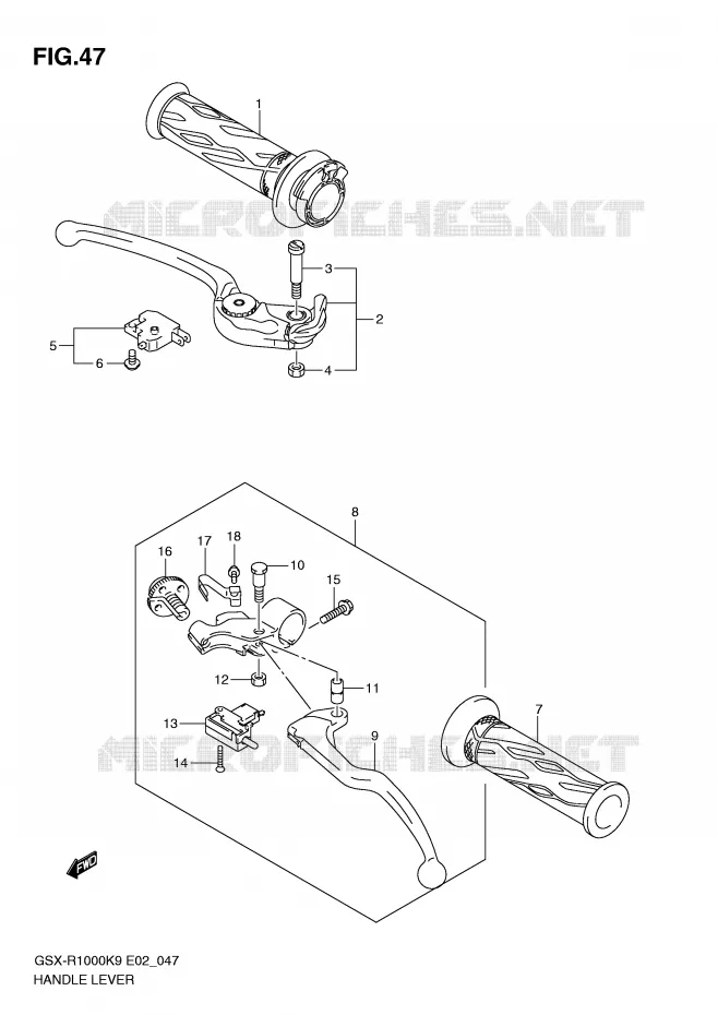 HANDGRIPS - LEVERS Suzuki MOTO 1000 GSX-R 2009  GSX-R1000K9(E2)