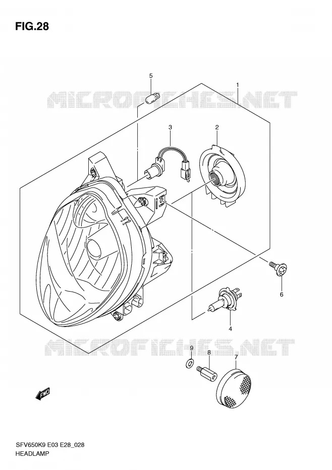 KOPLAMP Suzuki MOTO 650 GLADIUS 2010  SFV650AL0(E3/E28)