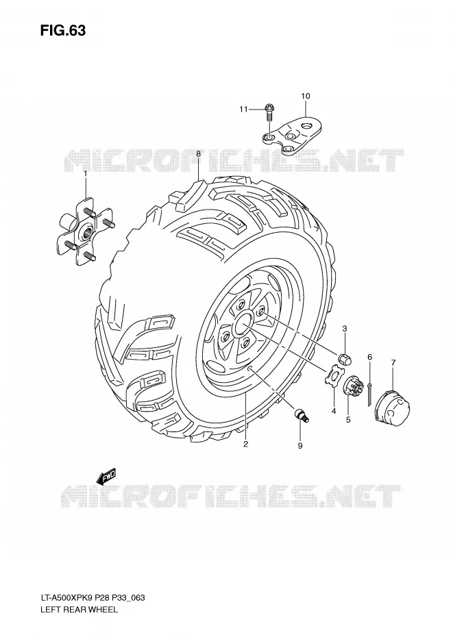 LINKERHAND ACHTERWIEL Suzuki QUAD 500 VINSON 2010  LT-A500XPZL0(P28/P33)