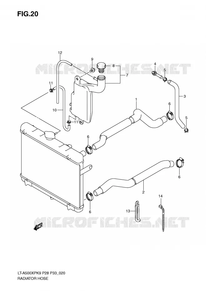 RADIATOR SLANG Suzuki QUAD 500 VINSON 2009  LT-A500XPK9(P28/P33)