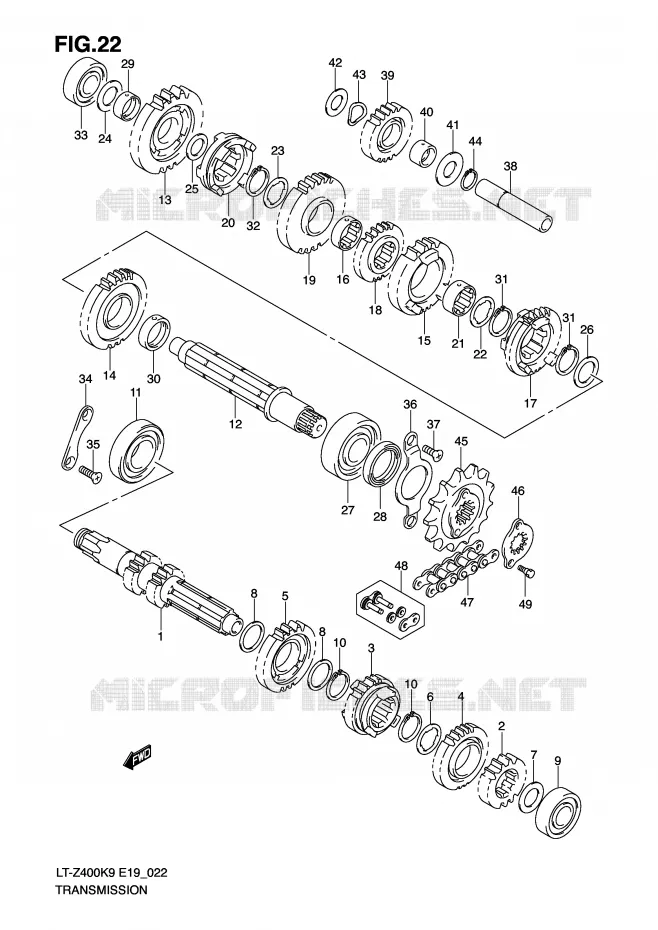 TRANSMISSION Suzuki QUAD 400 QUADSPORT 2009  LT-Z400ZK9(E19)