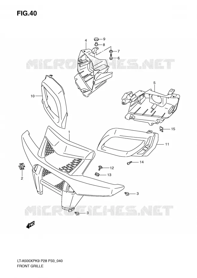 VOORBUMPER - KOPLAMPHUIS Suzuki QUAD 500 KINGQUAD 2009  LT-A500XPZK9(P28/P33)