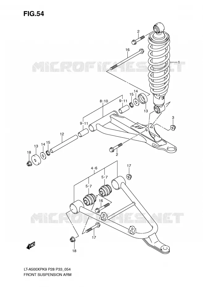 VOORWIELOPHANGING ARM Suzuki QUAD 500 VINSON 2010  LT-A500XPZL0(P28/P33)