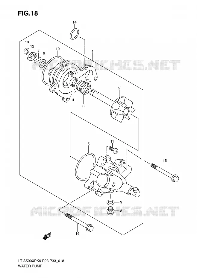 WATERPOMP Suzuki QUAD 500 KINGQUAD 2010  LT-A500XPZL0(P28/P33)