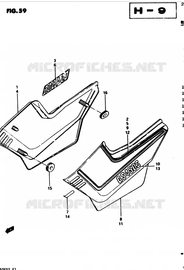 ACHTER KUIP  (GS450SD E6, E15, E24, E34) Suzuki MOTO 450 GS-E 1983  GS450ED2(2/Z/D)