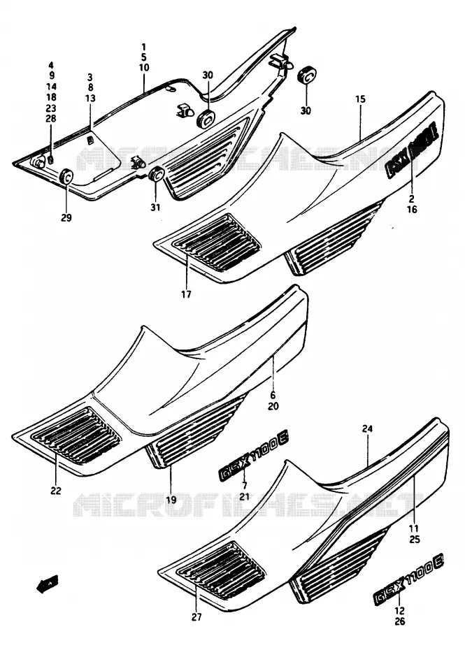 ACHTER KUIP  (GSX1100EE/EF/EG) Suzuki MOTO 1150 GS 1985  GS1150EFF(E/F/G)