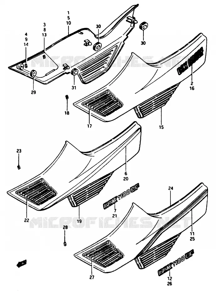 ACHTER KUIP  (GSX1100EFE/EFF/EFG) Suzuki MOTO 1150 GS 1985  GS1150ESF(E/F/G)