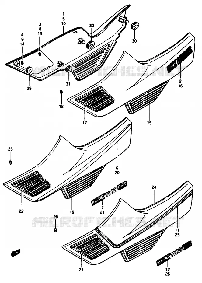 ACHTER KUIP  (GSX1100ESE/ESF/ESG) Suzuki MOTO 1100 GSX-E 1985  GSX1100ESF(E/F/G)