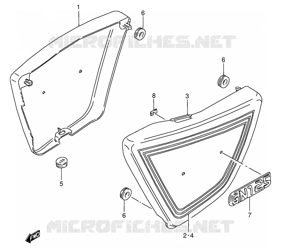 ACHTER KUIP  (MODELE D/K/M/N/R) Suzuki MOTO 125 GN 1982  GN125Z(E1)