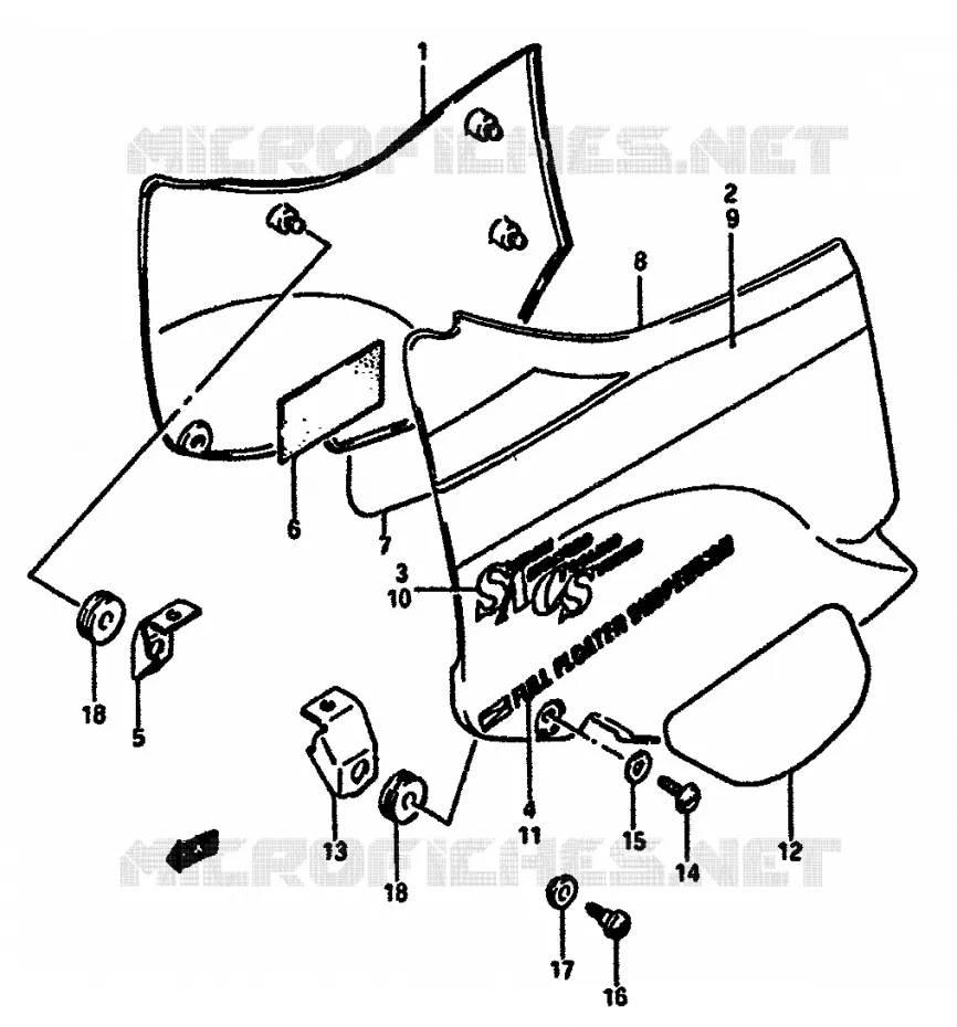 ACHTER KUIP  (MODELE F/G) Suzuki MOTO 750 GSX-R 1985  GSX-R750F(F/G/H)