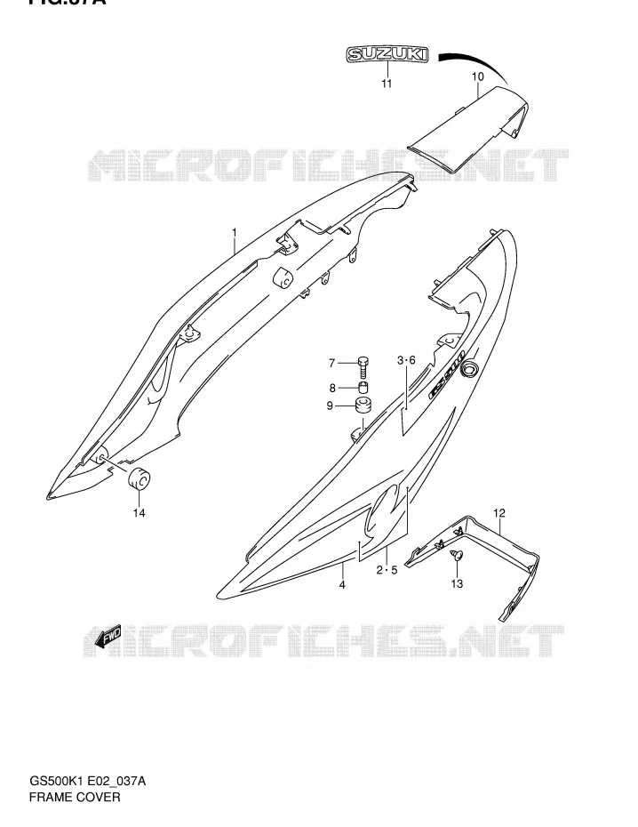 ACHTER KUIP  (MODELE K2) Suzuki MOTO 500 GS-E 2002  GS500K2(E2)