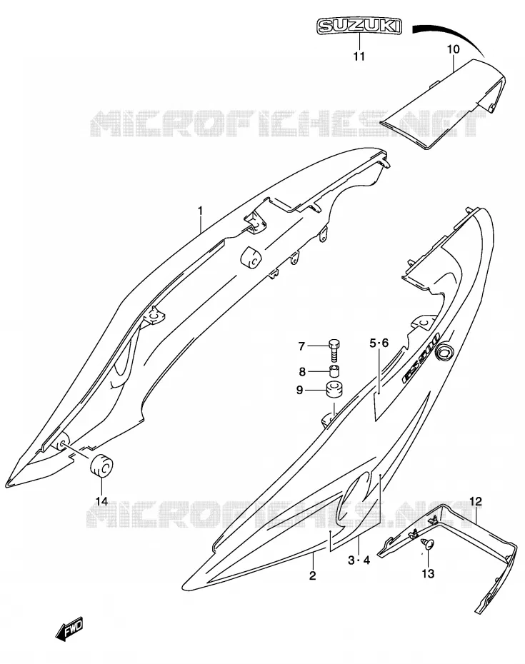 ACHTER KUIP  (MODELE K3) Suzuki MOTO 500 GS-E 2004  GS500K4(P19)