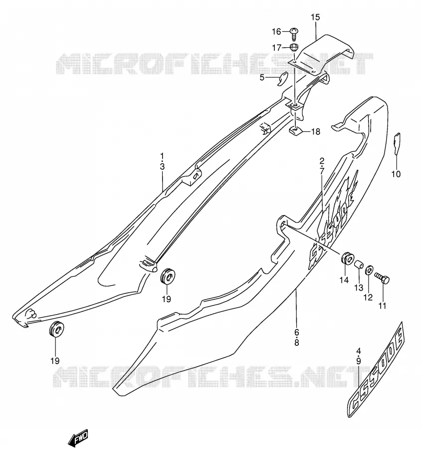 ACHTER KUIP  (MODELE R/S/T) Suzuki MOTO 500 GS-E 1996  GS500ET(E2)