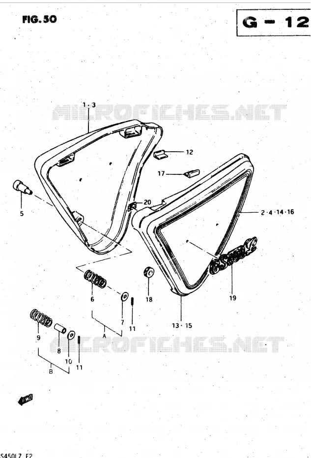 ACHTER KUIP  (MODELE T) Suzuki MOTO 450 GS-L 1982  GS450LZ(E2)