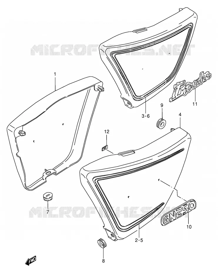 ACHTER KUIP  (MODELE T/W) Suzuki MOTO 250 GN 1999  GN250X(E2)