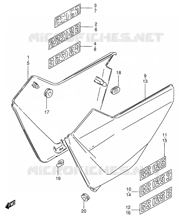 ACHTER KUIP  (MODELE Z) Suzuki MOTO 125 GS 1990  GS125ESL(E1)