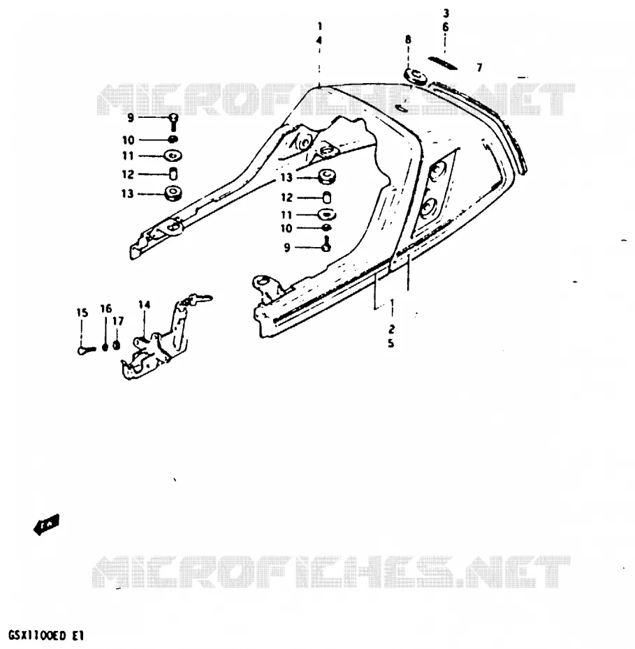 ACHTER KUIP - SEAT COWL (GSX1100XD/EXD) Suzuki MOTO 1100 GSX-E 1983  GSX1100EXD(Z/D)