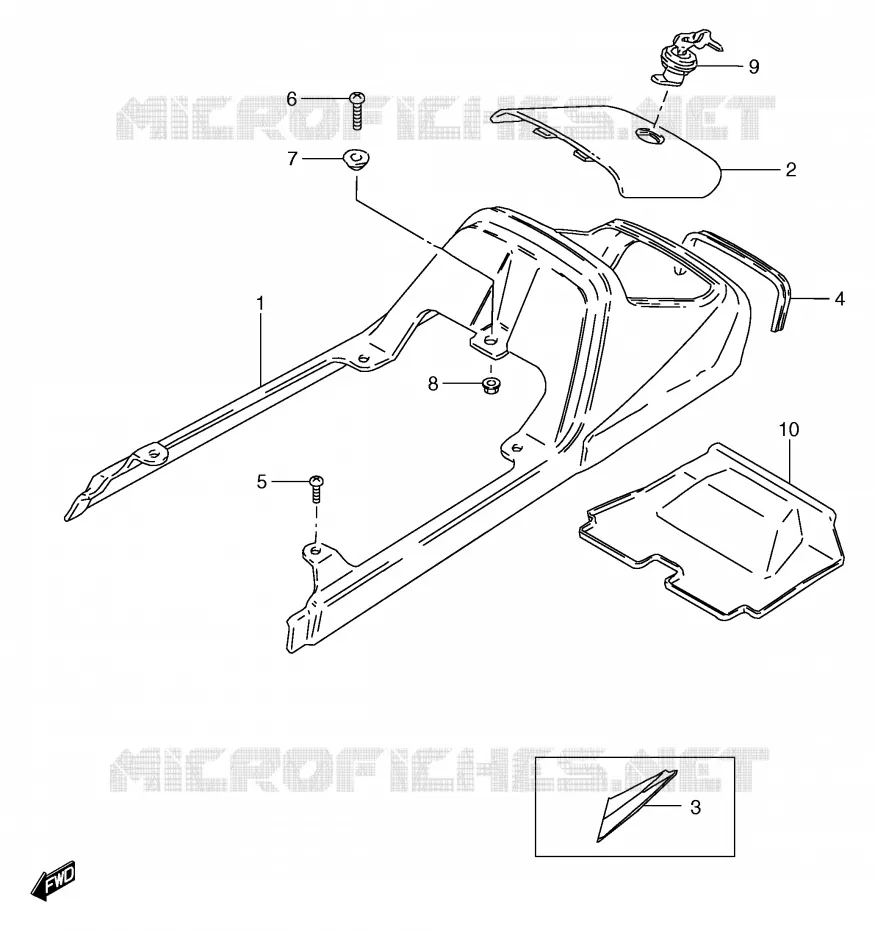 ACHTER KUIP - SEAT COWL (MODELE X) Suzuki MOTO 125 GS 1999  GS125ESX(E71)
