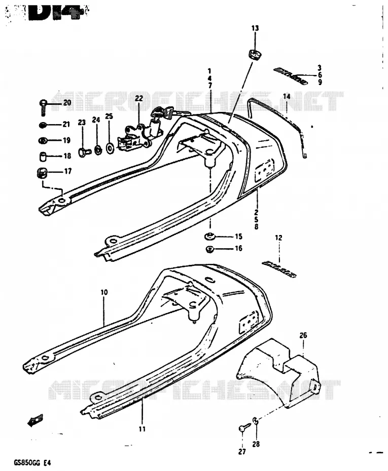 ACHTER KUIP - SEAT COWL Suzuki MOTO 850 GS 1985  GS850GF(E4)