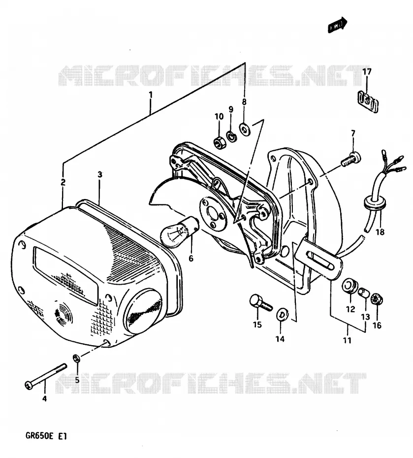 ACHTERLICHT (E2,E4,E15,E21) Suzuki MOTO 650 TEMPTER 1984  GR650E(D/E)