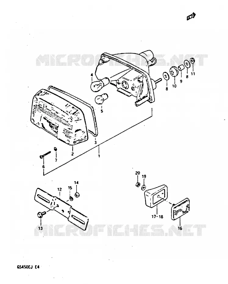 ACHTERLICHT (MODELE G/H/J) Suzuki MOTO 450 GS-S 1988  GS450SJ(E/F/G/H/J)
