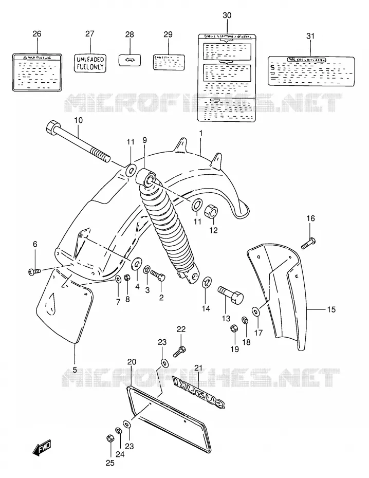 ACHTERSPATBORD - STICKERS Suzuki SCOOTER 50 FZ 1993  FZ50NP(E1)