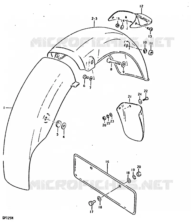 ACHTERSPATBORD (GP125UC, GP125UN) Suzuki MOTO 125 GP 1978  GP125UC(C/N)