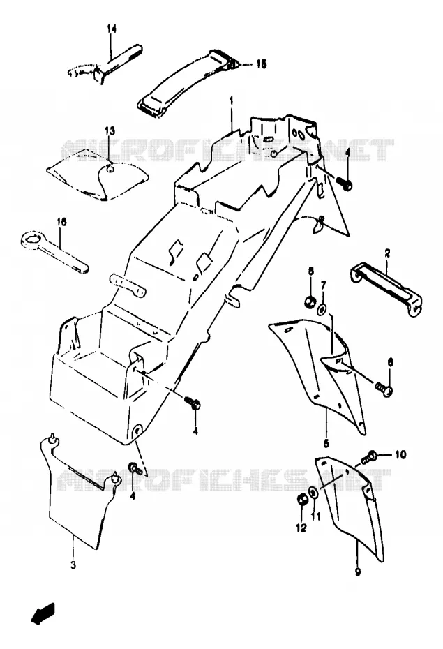 ACHTERSPATBORD (GSF1200T/ST/V/SV/W/SW/X/SX/Y/SY) Suzuki MOTO 1200 BANDIT 1998  GSF1200W/GSF1200SW/GSF1200SAW