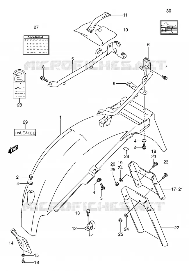 ACHTERSPATBORD (MODELE K/L/M/N/P/R) Suzuki MOTO 500 GS-E 1991  GS500EUM(E2)