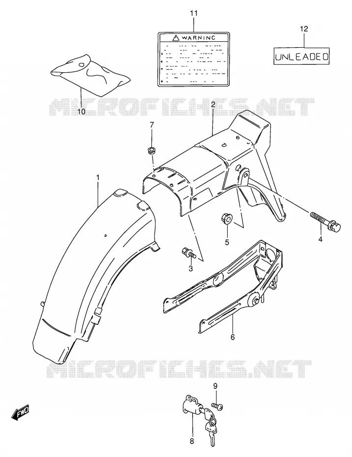 ACHTERSPATBORD (MODELE R) Suzuki MOTO 125 GS 1983  GS125D(E1)