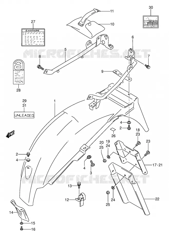 ACHTERSPATBORD (MODELE T) Suzuki MOTO 500 GS-E 1990  GS500EL(E2)