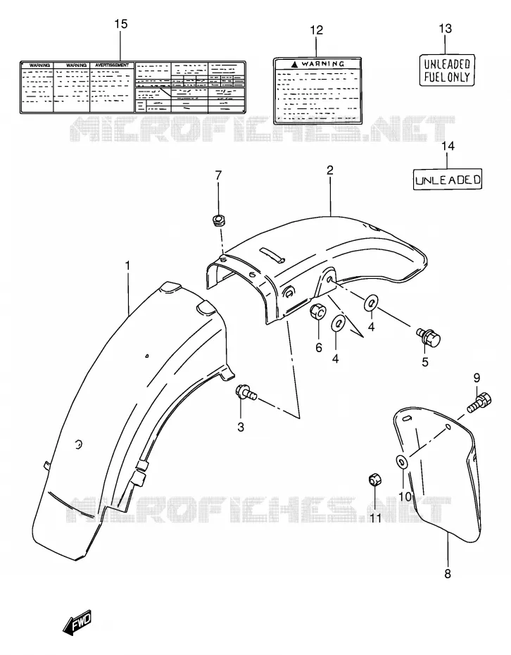 ACHTERSPATBORD (MODELE T/W/X) Suzuki MOTO 250 GN 2000  GN250Y(E2)