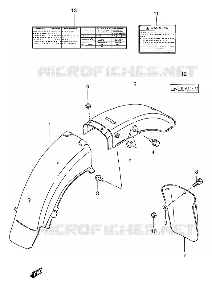 ACHTERSPATBORD (MODELE Y) Suzuki MOTO 250 GN 1998  GN250EW(E2)