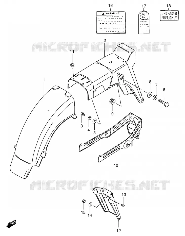 ACHTERSPATBORD (MODELE Z/D/F/K/L/M) Suzuki MOTO 125 GS 1990  GS125ESL(E1)