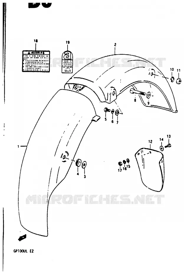 ACHTERSPATBORD Suzuki MOTO 100 GP 1990  GP100UL(X/D/L)