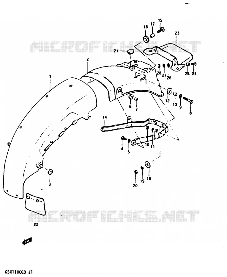 ACHTERSPATBORD Suzuki MOTO 1100 GSX 1982  GSX1100Z(Z/D)