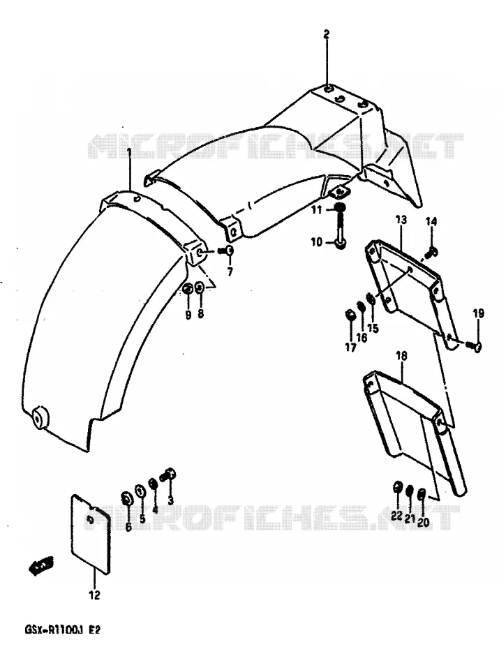ACHTERSPATBORD Suzuki MOTO 1100 GSX-R 1988  GSX-R1100J(G/H/J)