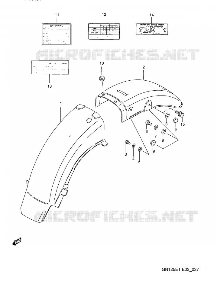 ACHTERSPATBORD Suzuki MOTO 125 GN 1992  GN125EN(E3)