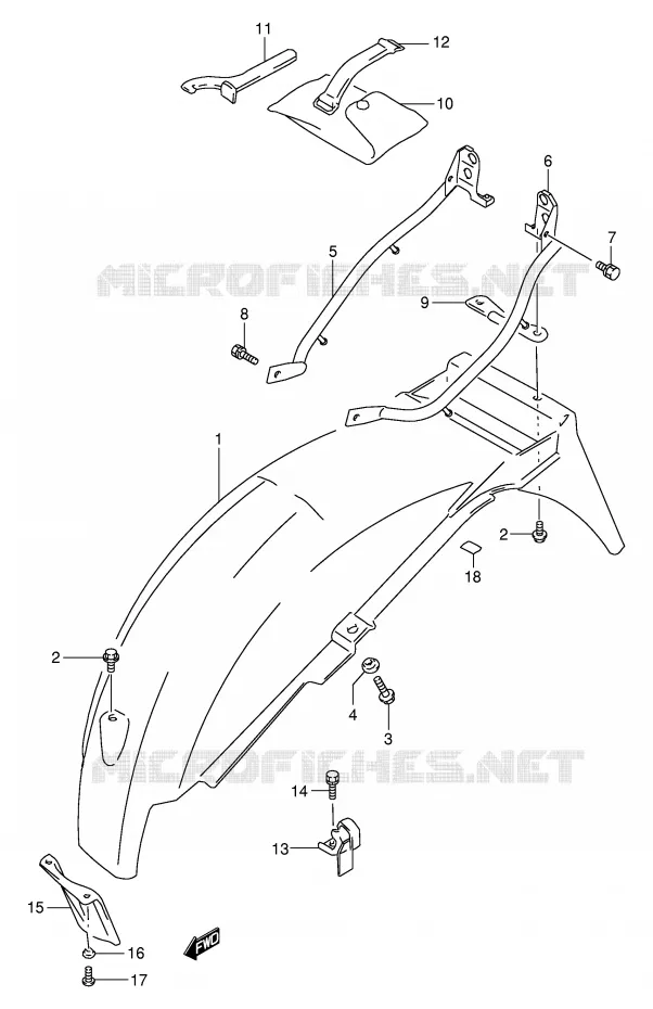 ACHTERSPATBORD Suzuki MOTO 500 GS-E 2002  GS500UK2(E2)