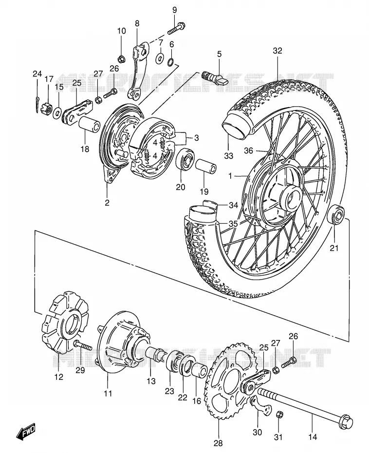 ACHTERWIEL (GS125UR/SR) Suzuki MOTO 125 GS 1983  GS125ESD(E1)