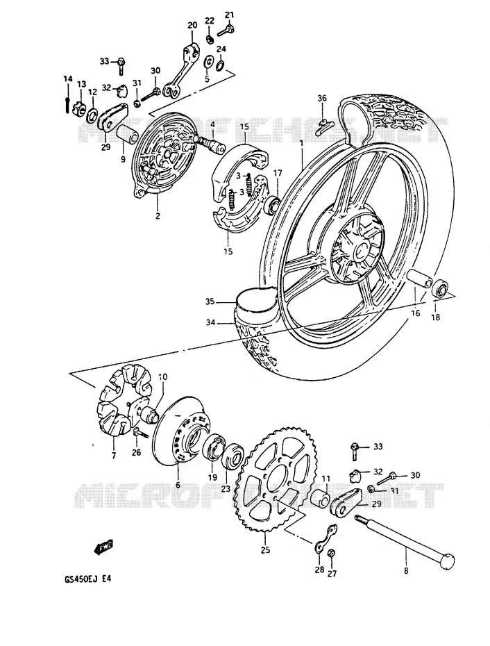 ACHTERWIEL Suzuki MOTO 450 GS-E 1984  GS450EE(E/F/G/H/J)