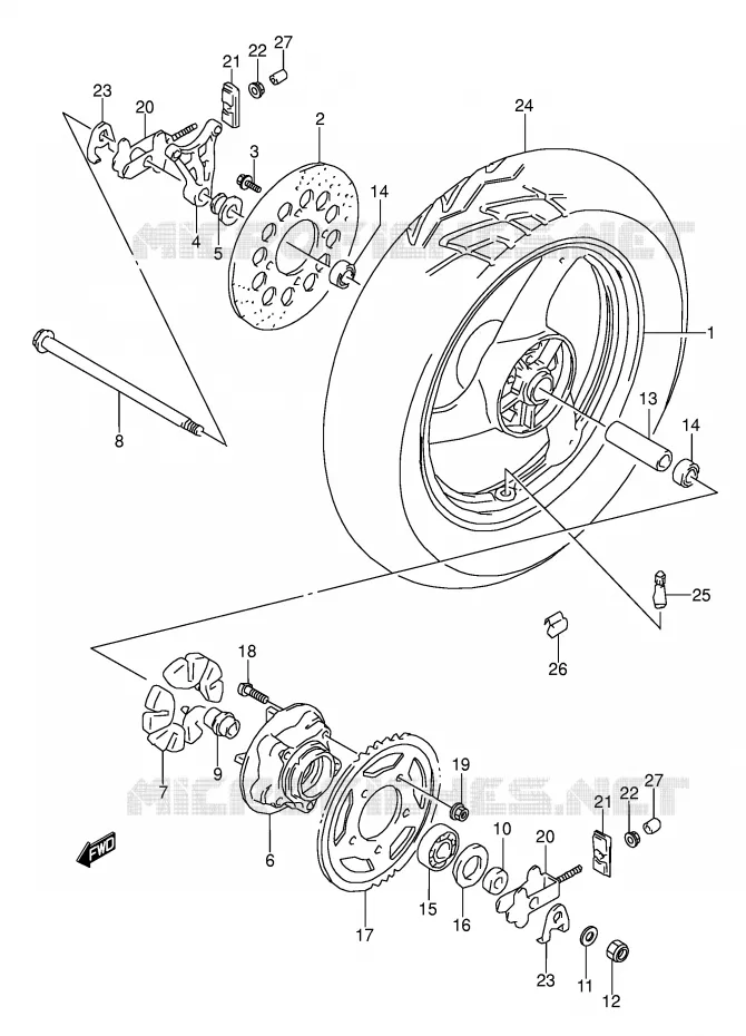 ACHTERWIEL Suzuki MOTO 500 GS-E 1992  GS500EUN(E2)