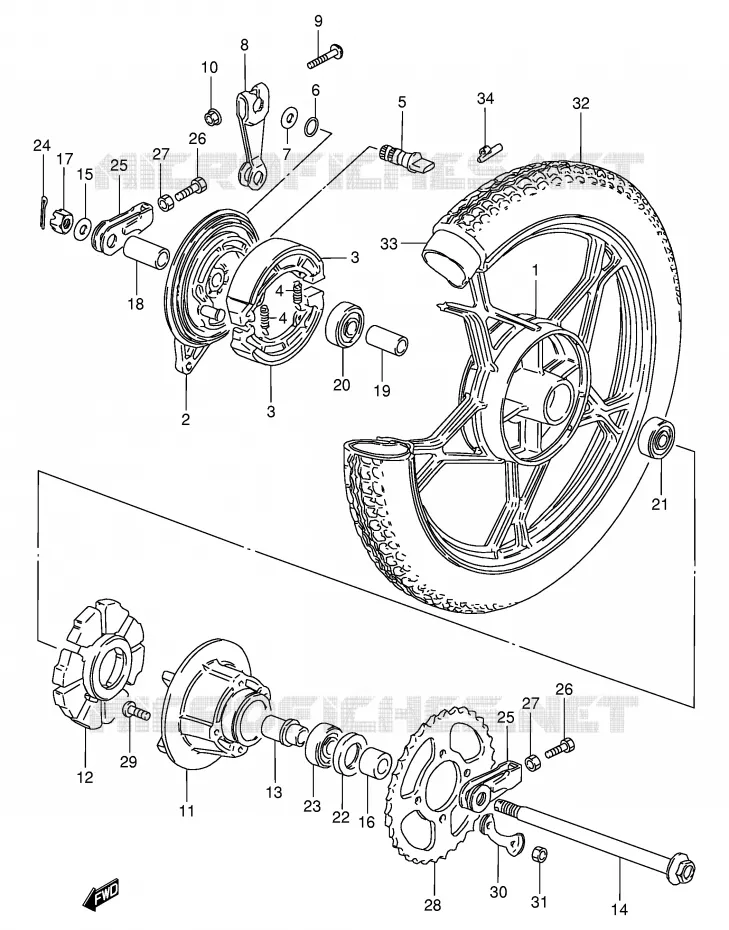 ACHTERWIEL (VOIR NOTE) Suzuki MOTO 125 GN 1983  GN125D(E1)