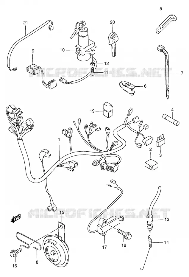 BEDRADING (MODELE T/W/X) Suzuki MOTO 250 GN 2000  GN250EY(E2)